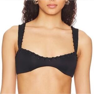 Good American Black Lace-Up Bra